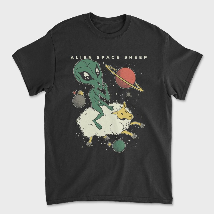 Alien On Sheep, Унисекс Мъжка Тениска