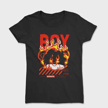 Women's T-Shirt, Boy Teddy in Flames