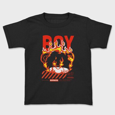 Boy Teddy in Flames, Kids' T-Shirt