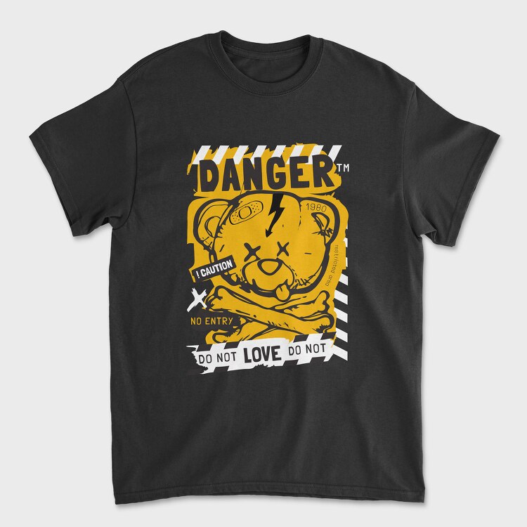 Danger Orange Teddy Bear, Унисекс Мъжка Тениска