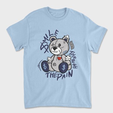 Smile Through the Pain Teddy Bear, Unisex Men's T-Shirt