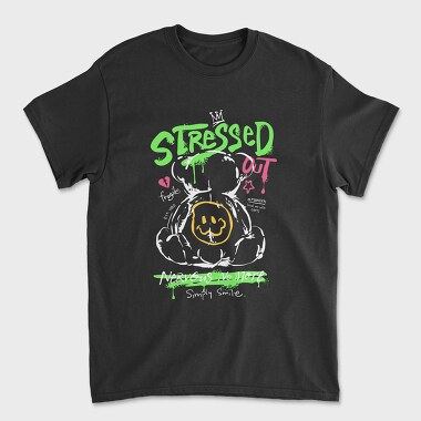 Stressed Out Teddy Bear, Unisex Men's T-Shirt