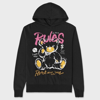 No More Rules Teddy, Unisex Men's Hoodie