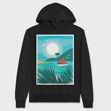 Watercolor Beach, Unisex Men's Hoodie