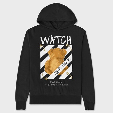Watch Your Back Teddy Bear, Unisex Men's Hoodie