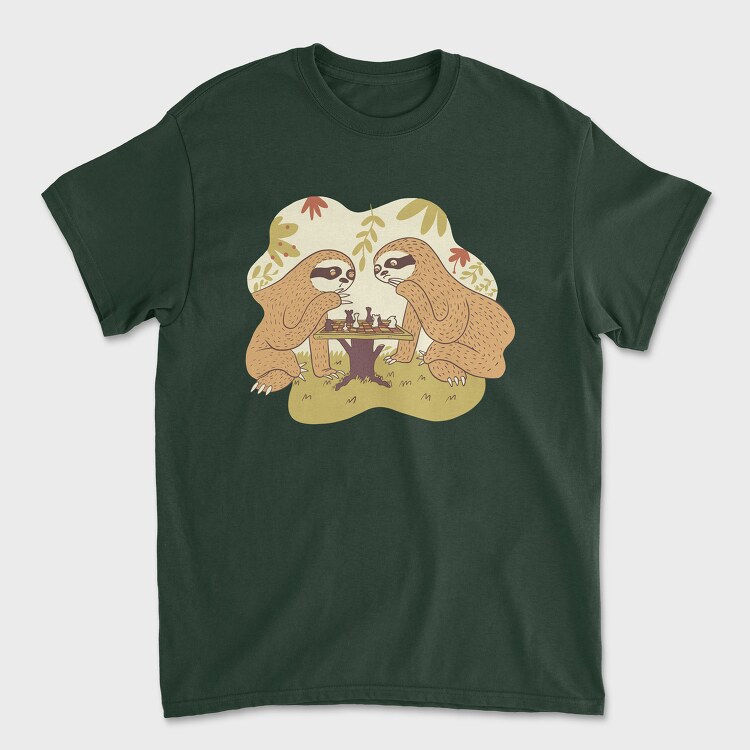 Sloths Chess, Унисекс Мъжка Тениска