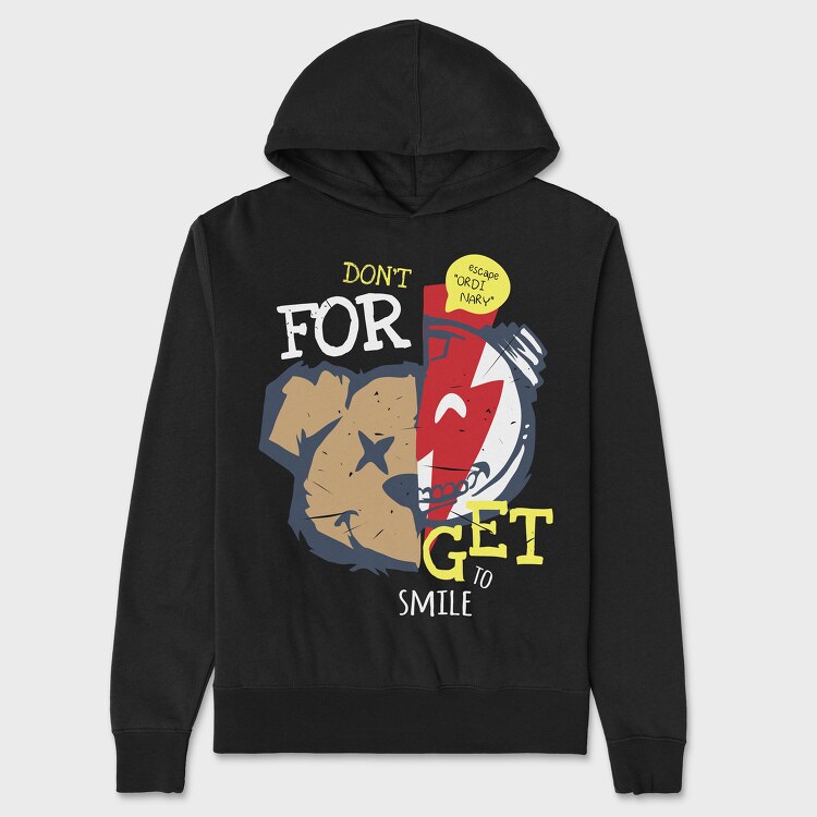 Dont Forget to Smile Teddy Bear, Unisex Men's Hoodie