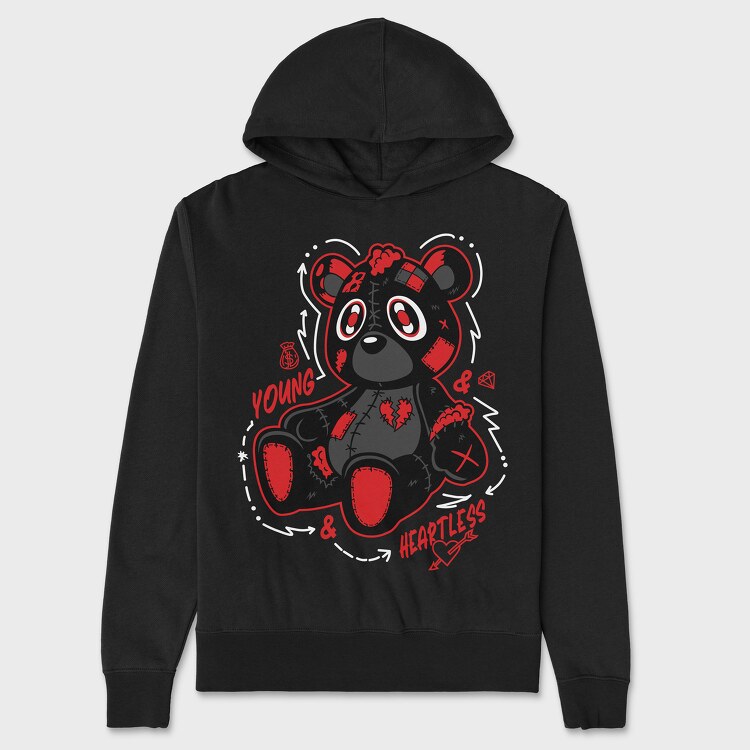 Young and Heartless Teddy, Unisex Men's Hoodie