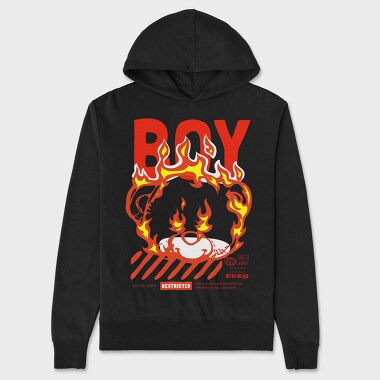 Boy Teddy in Flames, Unisex Men's Hoodie