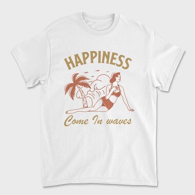 Happiness Come in Waves, Unisex Men's T-Shirt