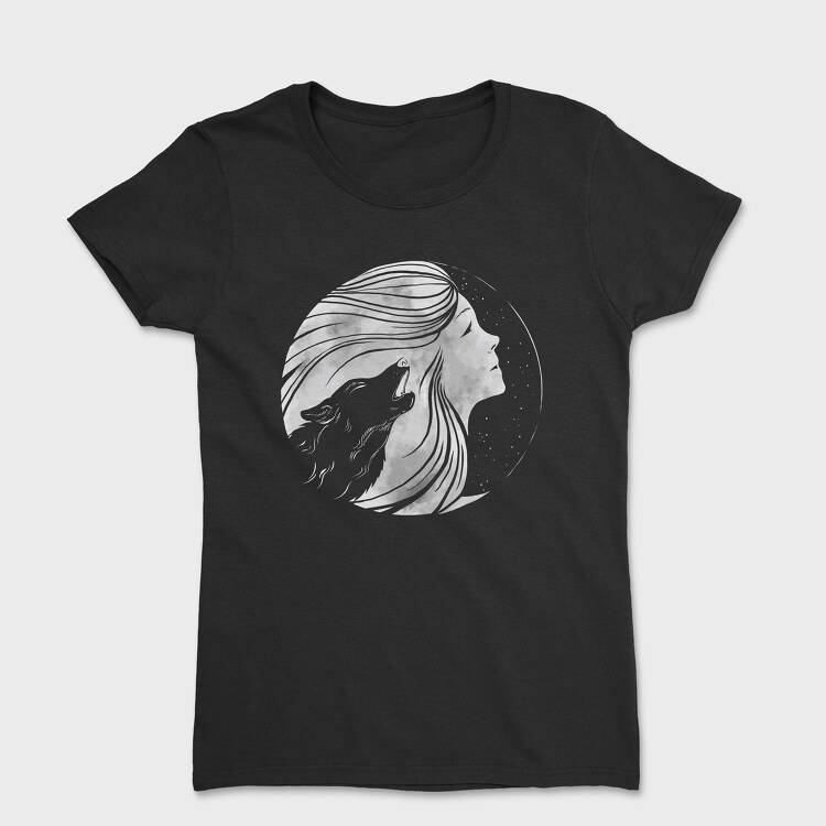 Howling Wolf Woman Moon, Women's T-Shirt