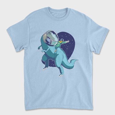 Astronaut Riding Dino, Unisex Men's T-Shirt