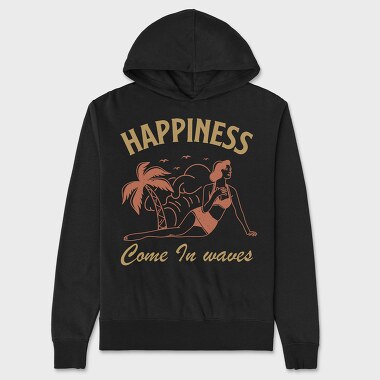 Happiness Come in Waves, Unisex Men's Hoodie