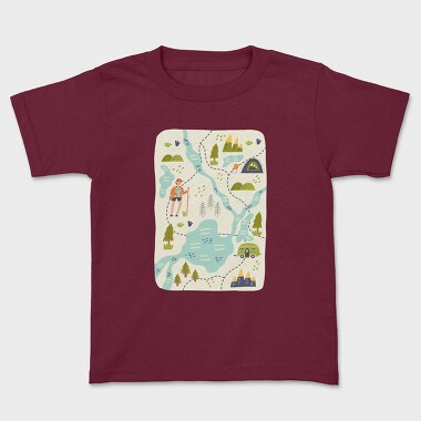 Adventure Hiking Map Illustration, Kids' T-Shirt