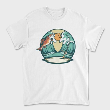 Bass Fishing Illustration 1, Unisex Men's T-Shirt