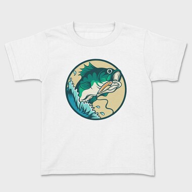 Kids' T-Shirt, Bass Fishing Illustration 2