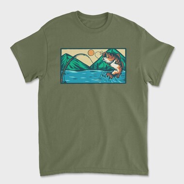 Bass Fishing Illustration 5, Unisex Men's T-Shirt