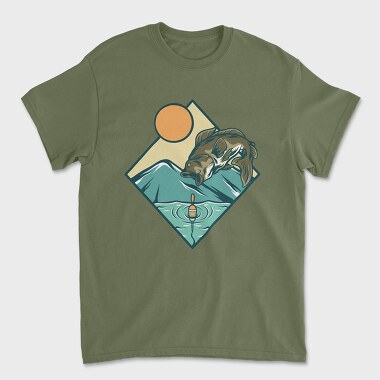 Bass Fishing Illustration, Unisex Men's T-Shirt