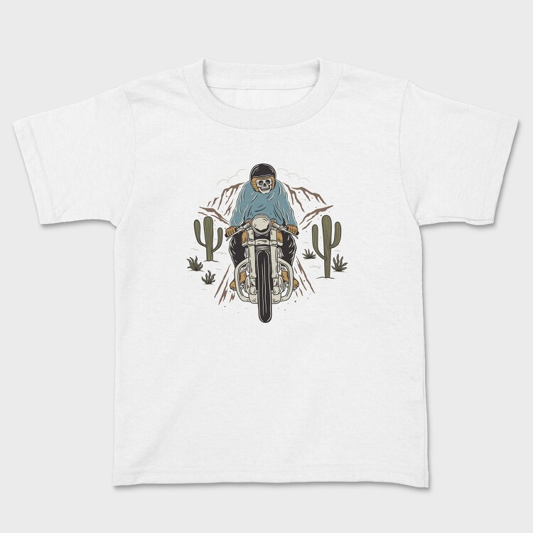 Biker Skeleton Cactus, Kids' T-Shirt