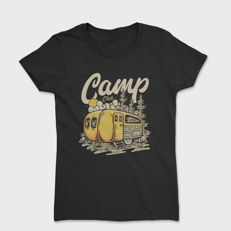 Camp Club With Camp Trailer in the Wild, Дамска Тениска
