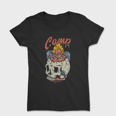 Camp Trip With Campfire on the Skull, Women's T-Shirt
