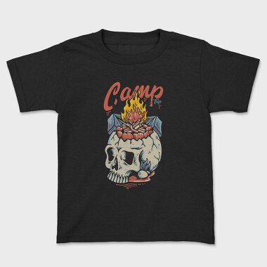 Camp Trip With Campfire on the Skull, Kids' T-Shirt