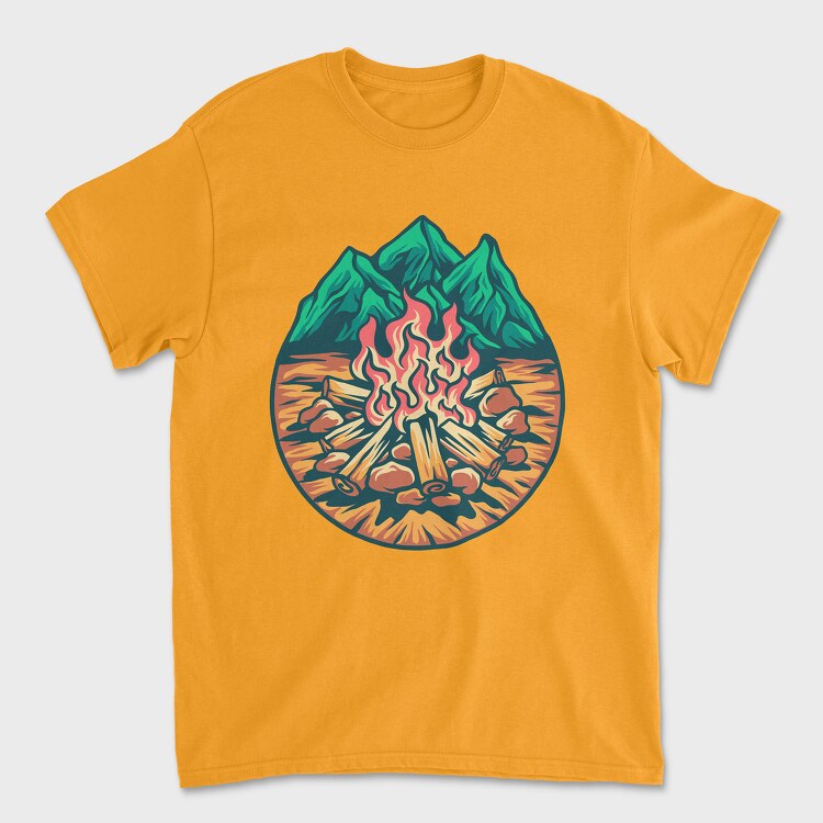 Campfire Outdoors Illustration, Унисекс Мъжка Тениска