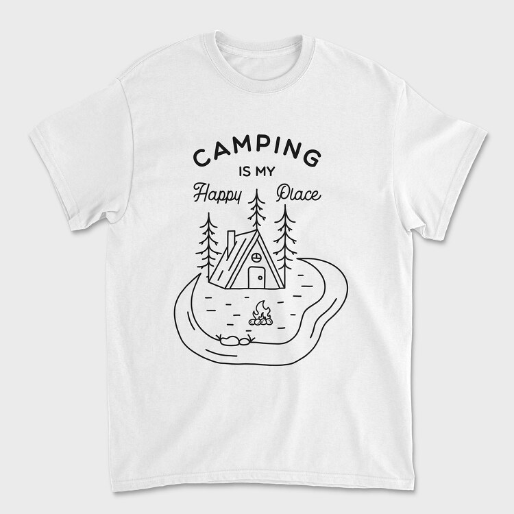 Camping Is My Happy Place, Унисекс Мъжка Тениска
