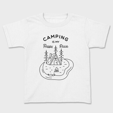 Camping Is My Happy Place, Kids' T-Shirt
