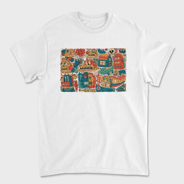 Colorful Monsters Collage, Unisex Men's T-Shirt