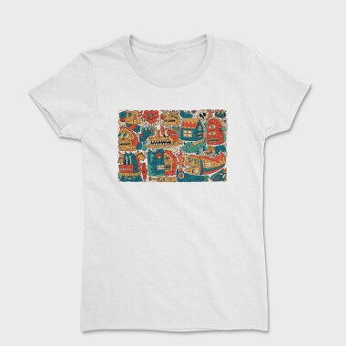 Colorful Monsters Collage, Women's T-Shirt