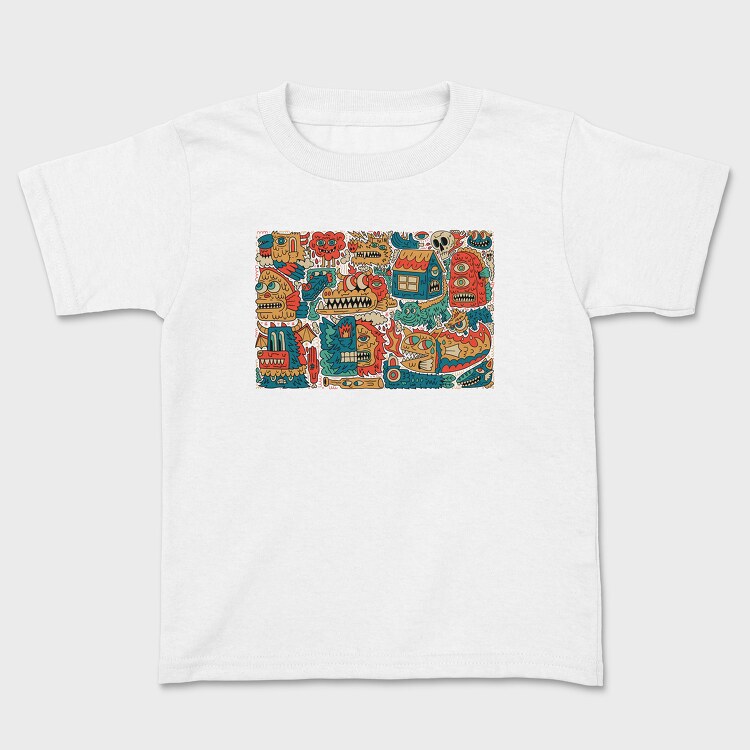 Colorful Monsters Collage, Kids' T-Shirt