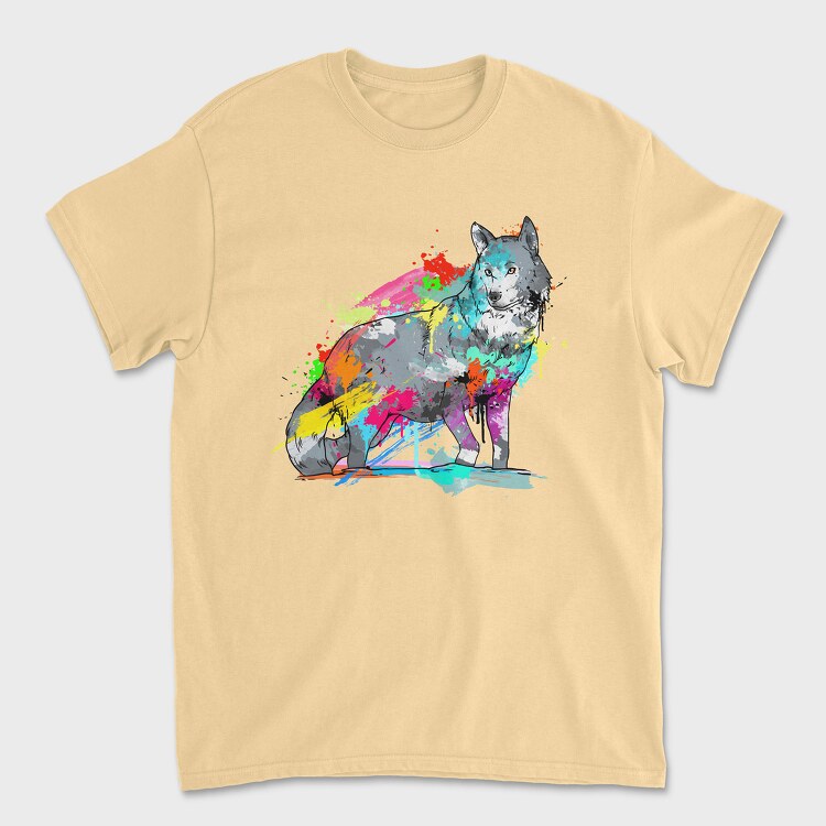 Colorful Wolf, Unisex Men's T-Shirt