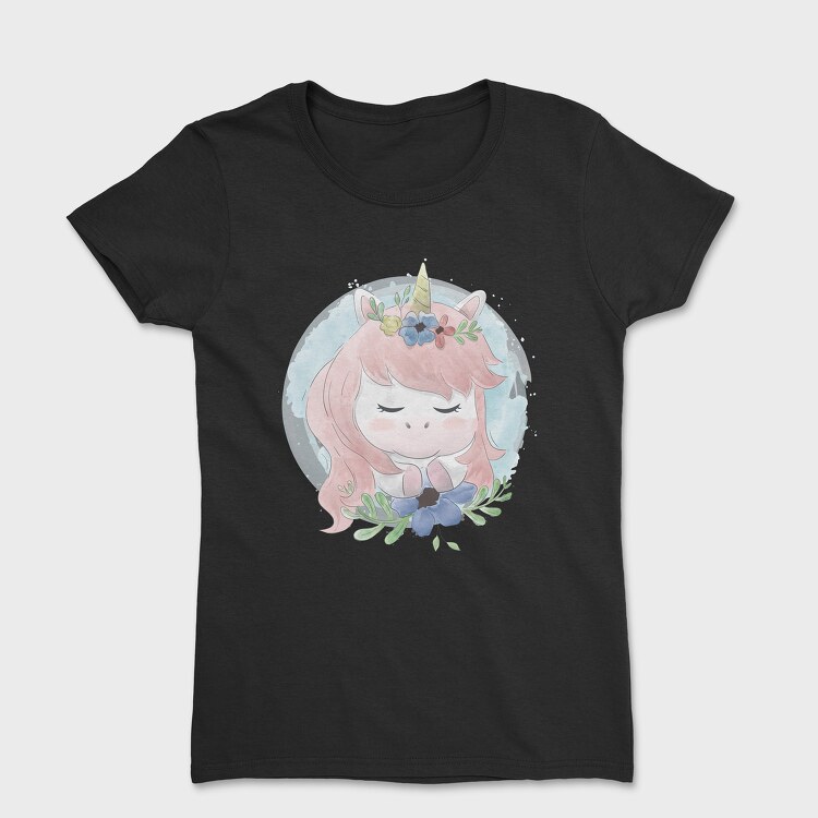 Cute Unicorn Flowers, Women's T-Shirt