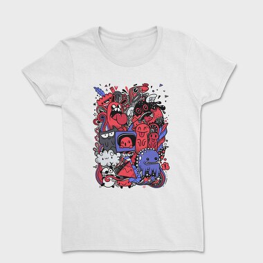 Funny Cartoons Collage, Women's T-Shirt