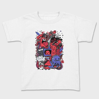 Funny Cartoons Collage, Kids' T-Shirt