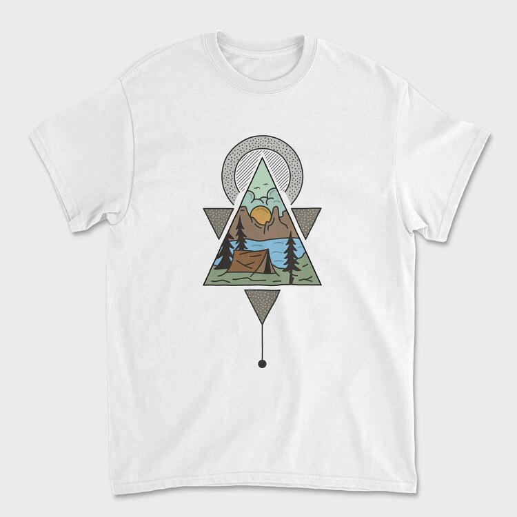 Geometric Camping, Unisex Men's T-Shirt