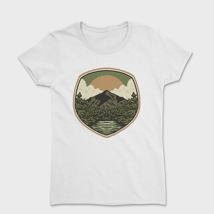 Green Vintage Landscape, Дамска Тениска