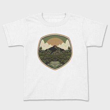 Green Vintage Landscape, Kids' T-Shirt