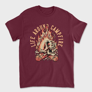 Life Around Campfire Skull, Unisex Men's T-Shirt