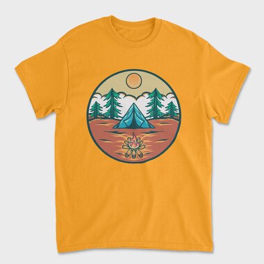 Mountain Camping Illustration, Unisex Men's T-Shirt