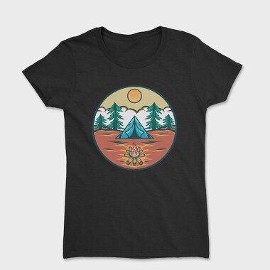 Mountain Camping Illustration, Women's T-Shirt