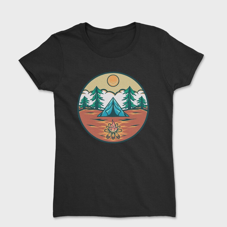Mountain Camping Illustration, Women's T-Shirt
