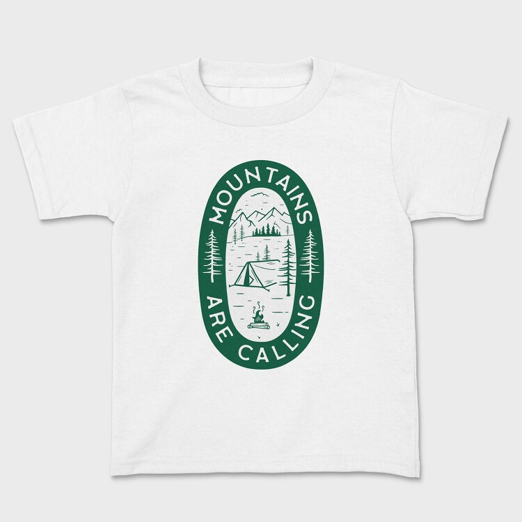 Mountains Are Calling Green, Kids' T-Shirt