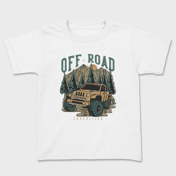 Off Road Expedition With Off Road Car in the Middle of Mountain, Kids' T-Shirt