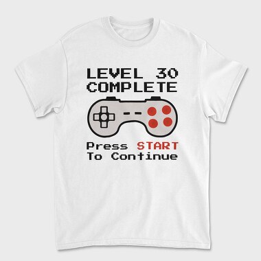 Унисекс Мъжка Тениска, Retro Gamepad Lvl 30 Complete