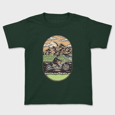 Skeleton Biker Landscape, Kids' T-Shirt