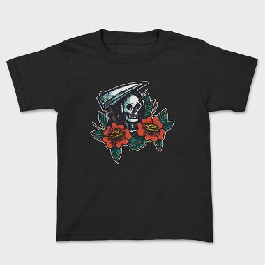 Skull and Flowers Texture Illustrations, Kids' T-Shirt