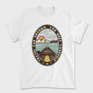 Travel Far Enough, Unisex Men's T-Shirt