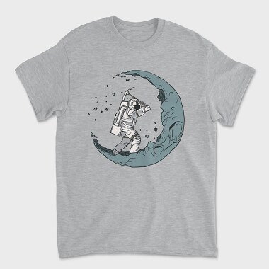 Astronaut Digging The Moon, Unisex Men's T-Shirt